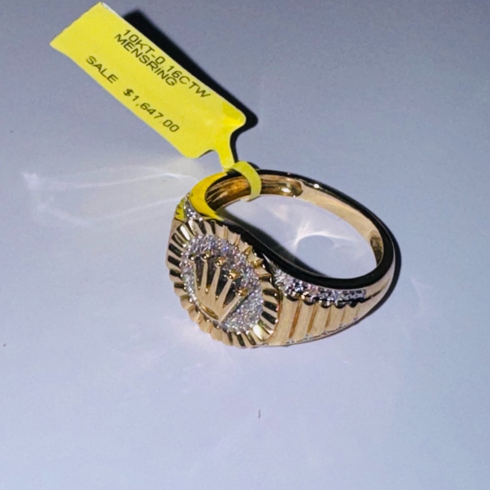 10k Solid Gold Real Diamond Mens Ring, Luxury Crown Ring, FREE APPRAISAL, SALE! - Picture 7 of 8